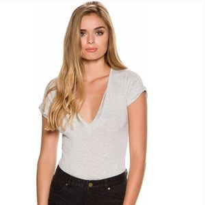 Intimately Free People Me Oh My Gray Bodysuit